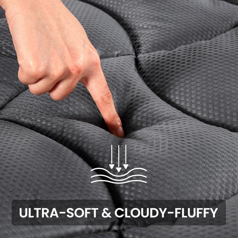 SLEEP ZONE King Mattress Topper, Cooling Mattress Cover for hot Sleepers, Premium Zoned Cool Mattress Protector Breathable and Washable, Deep Pocket (Grey, King) - Image 3